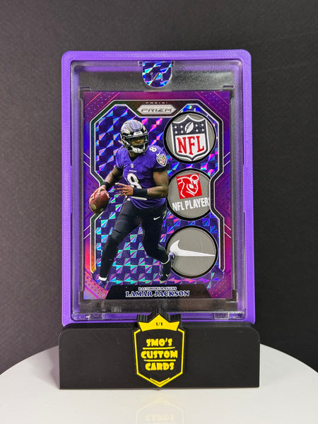 Lamar Jackson Prizm Purple Baltimore Ravens Triple Patch 1/1