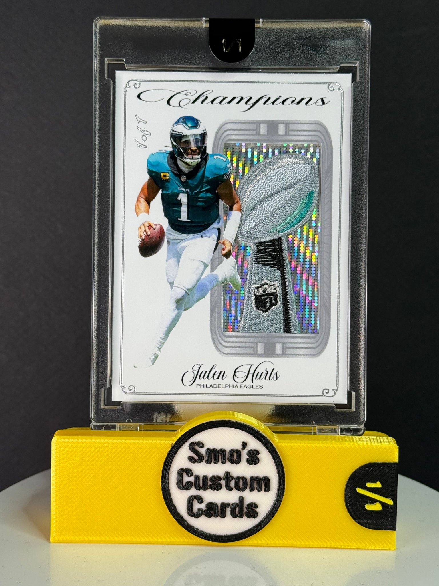 Jalen Hurts Champions Silver Vince Lombardi Trophy Patch 1/1