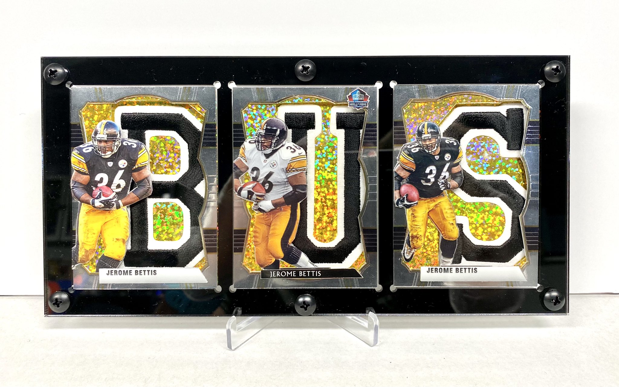 Jerome Bettis "BUS" Gold Sparkle Nameplate