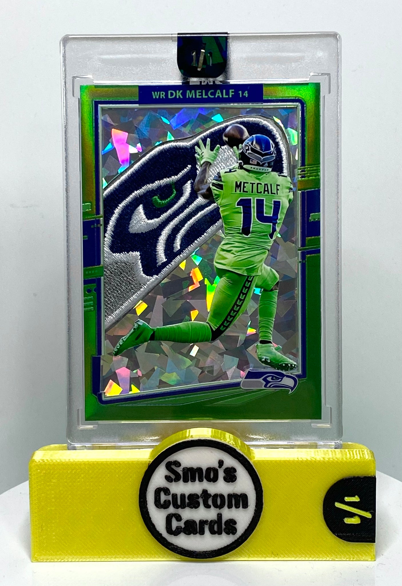 DK Melcalf Lime Green Optic Cracked Ice Color-match Seahawks Patch 1/1
