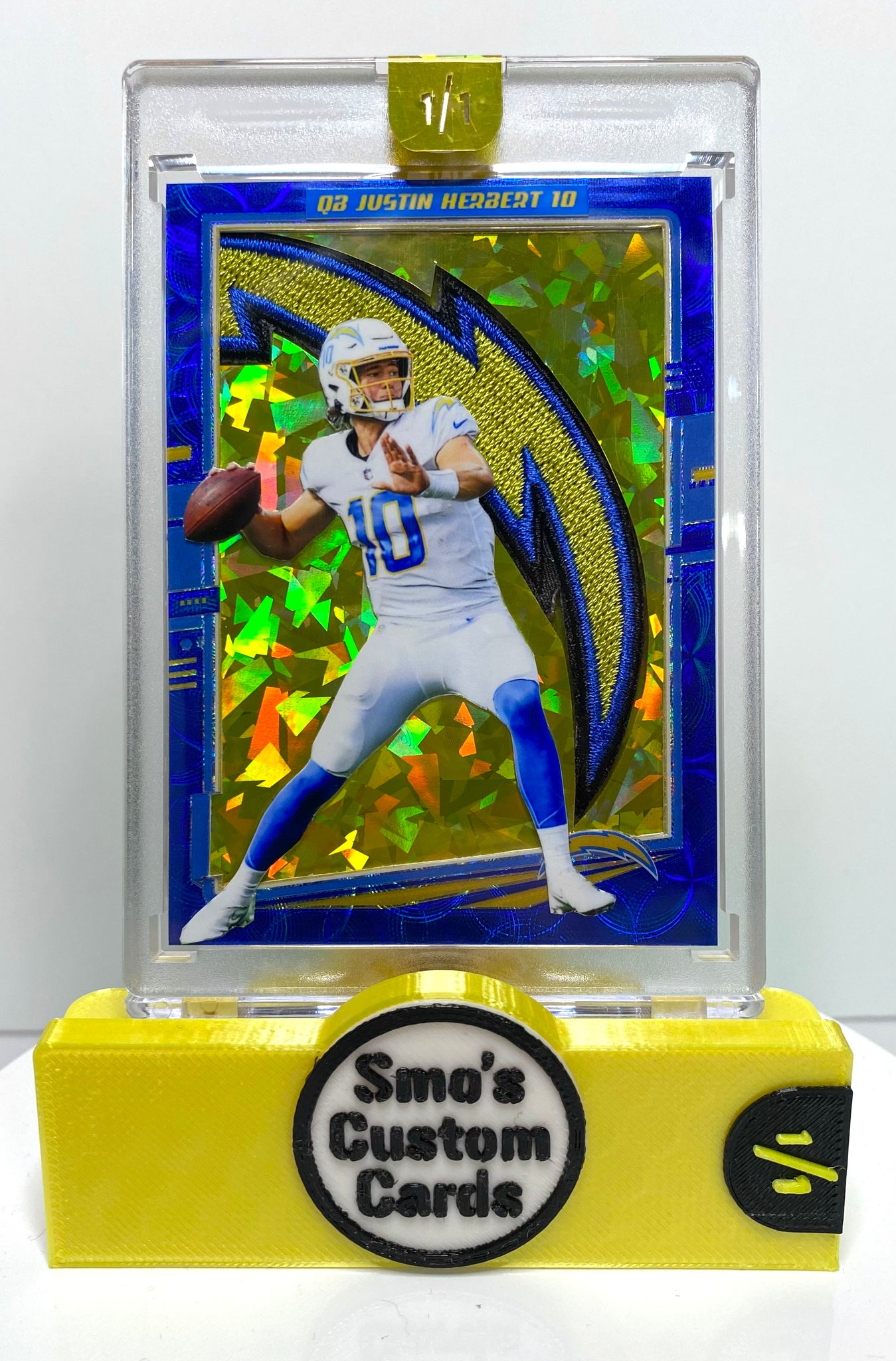 Justin Herbert Optic Blue Scope Gold Ice Chargers Bolt Patch 1/1