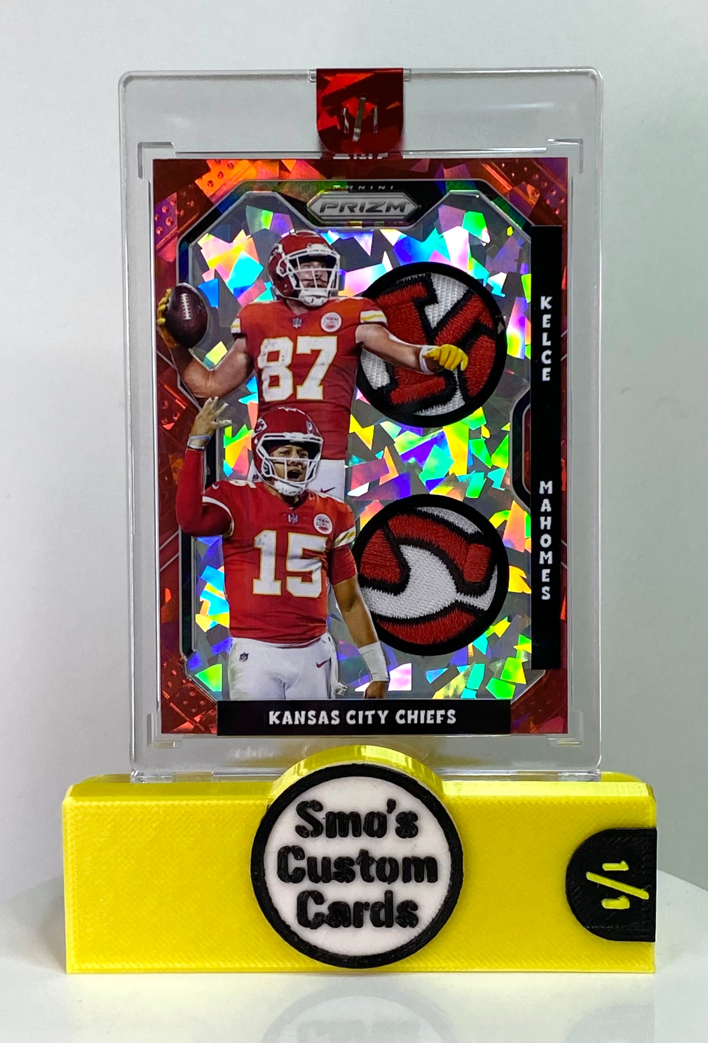 Mahomes / Kelce Prizm Red Ice Dual Chiefs Patch 1/1